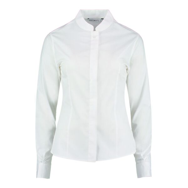 Women's mandarin collar shirt long-sleeved (tailored fit) Thumbnail