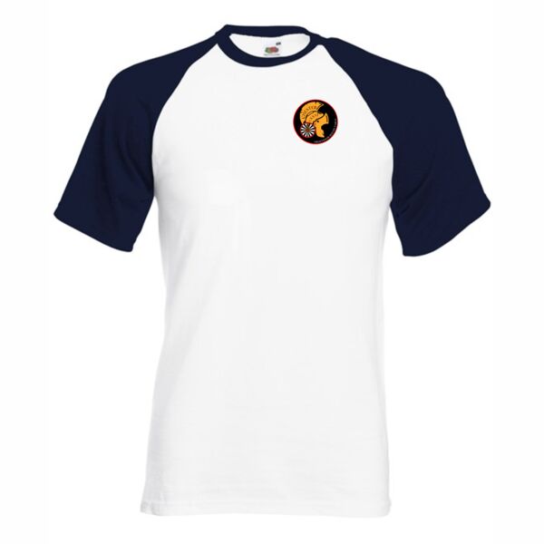 Chester Round Table Short Sleeve Baseball T-Shirt - White/Navy Thumbnail